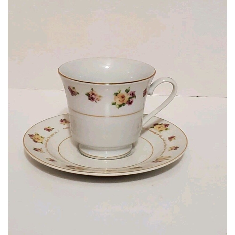 DaySpring Teacup Saucer Psalm KJV 90:17 Bible Verse Christian Scripture Vtg Rare